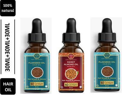 Happytree Organics Sweet Almond Oil+ FlaxseedOil + Flaxed Oil Hair Oil