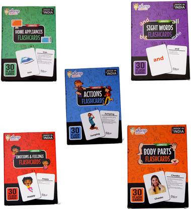 Sharp Children LAMINATED Flash Cards For Kids (Set Of 5 (C)). Flashcards For Babies