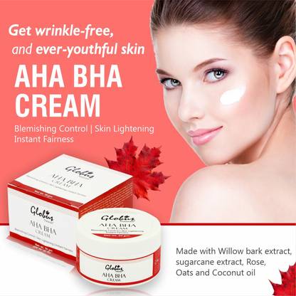 Globus Naturals AHA BHA Cream for Glowing Skin, Smooth Texture & Blemish Control