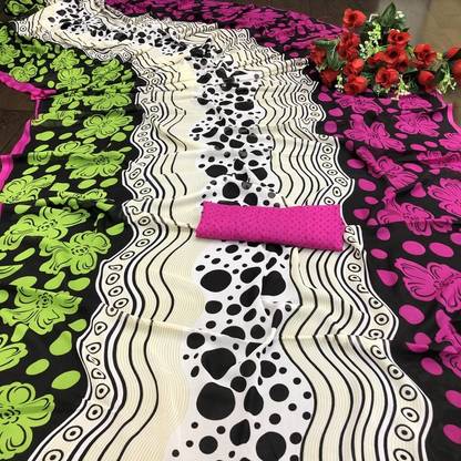 FashionMall Printed Bollywood Georgette Saree with Unstitched Blouse