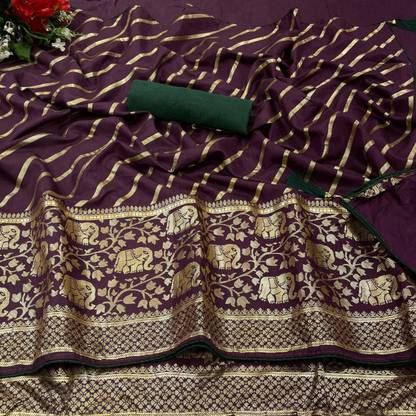 Striped Leheria Silk Blend Saree