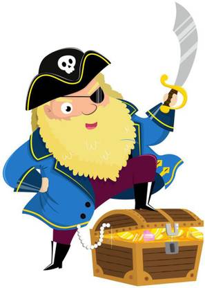 skgraphics 44 cm Pirate captain treasure wall sticker Self Adhesive Sticker