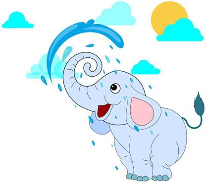 skgraphics 75 cm Baby elephant colored cartoon wall sticker Self Adhesive Sticker
