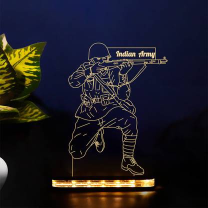 StarLaser 3D Illusion Army Soldier Led Night Light lamp with Wooden Base Table Lamp