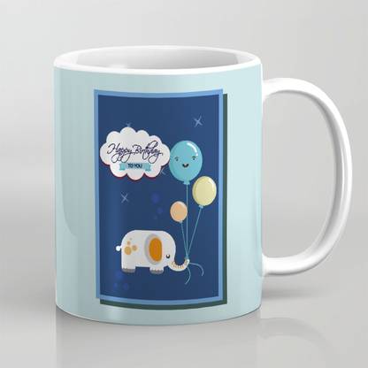 AY FASHION Happy Birthday Ceramic printed coffee mug -330 ml -pattern -026 Ceramic Coffee Mug