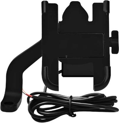 AIRSKY Bicycle, Motorcycle, Scooty Fits All Smartphones (Metal Holder with USB Charger) Bike Mobile Holder
