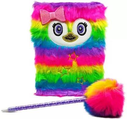 Chahbeli OWL FEATHER DIARY WITH POMPOM PEN A5 Diary ruled 100 Pages