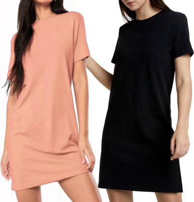 Women T Shirt Black, Orange Dress