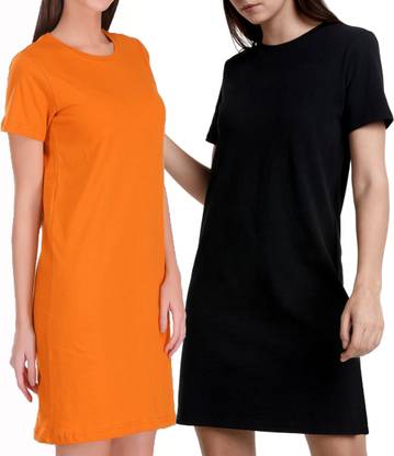 Women T Shirt Black, Yellow Dress