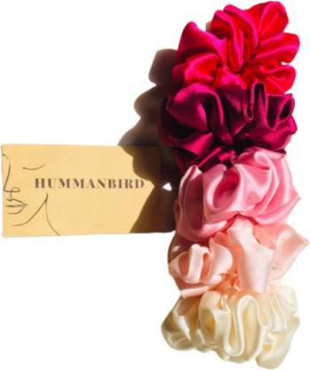 hummanbird Premium Satin Scrunchies Soft Hair Ties Rubber Bands (Pack of 6 ) Rubber Band