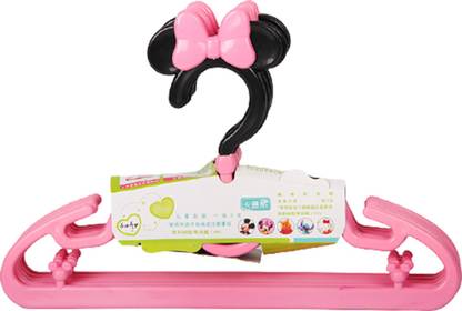 Mopslik ABS Plastic Cute Cartoon Kids Children Clothes Hanger - Pack of 5 - Pink Black Plastic Shirt Pack of 5 Hangers For  Shirt