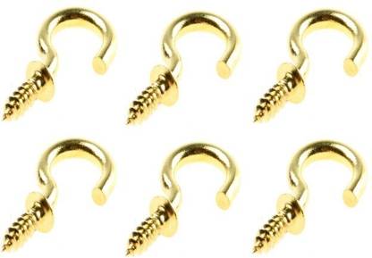 UAPAN Brass Plated J Hook Screw Eye Shape, Self Tapping Hooks (1 Inch, 25) Hook 25