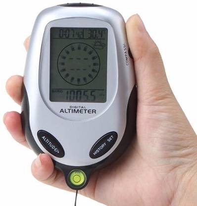 True Sense Multifunctional Digital Altimeter 6 In 1 With Altimeter Barometer Digital Compass Thermometer Clock Time Calendar Weather Forecast For Outdoor Altimeter With Time Height Gauge LCD Backlight 6 In 1 Non-magnetic Electronic Level