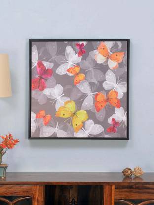 @Home by nilkamal Butterfly Canvas 25 inch x 25 inch Painting