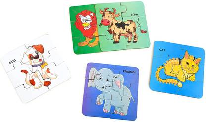 DgCrayons Wooden 6 pcs Animal Interlocking Jigsaw Puzzle with 5 Different Picture for Kids