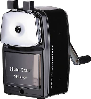 Deli W0620 Rotary 1-Hole Pencil Sharpener for School, Office, Rotary Pencil Sharpener Auto Feed Table Sharpener for Graphite & Color Pencil - Pack of 1 Sharpeners