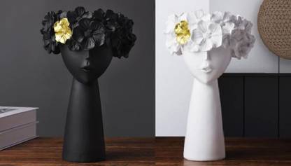 Mega Bull Gorgeous Lady Flower Vase Ceramic (Black & White) Ceramic Vase
