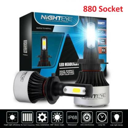 acube mart Nighteye 72W 9000LM 880 Socket LED Headlight Kit Bulbs Lights 6500K White Fog Lamp Motorbike, Car LED (12 V, 72 W)