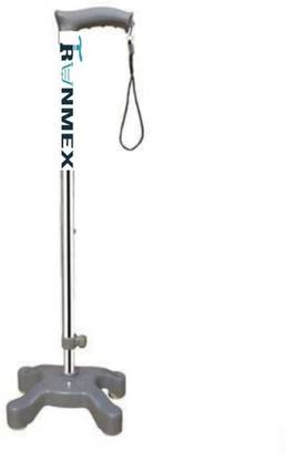 रनमेक्स SURGICAL 4 Leg Chrome Height Adjustable Men Women Old People Patient With Dori  वॉकिंग स्टिक