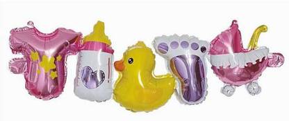 Bash N Splash Solid Baby Girl shower dress bottle duck pram feet balloon Decoration balloon garland Balloon