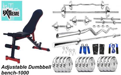 EXTREME FIT 30 kg Adjustable Dumbbell bench-1000 For Heavy Exercises With 30Kg Steel Plates Home Gym Combo
