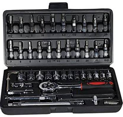 SMBT 46 in 1 Pcs Tool Kit & Screwdriver and Socket Set Socket Set Black Box Socket Set