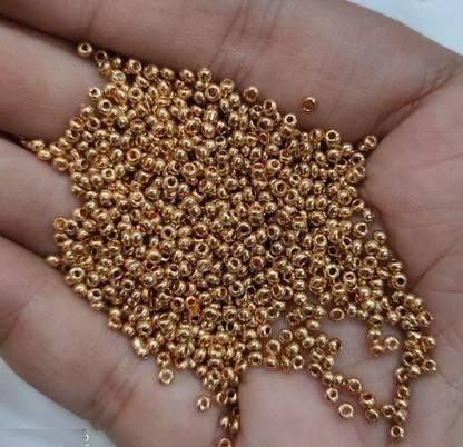 tanisha fashions Glass Seed Beads Or Sugar Beads Unigold / Dull Gold Colour Pack of 450 Grams