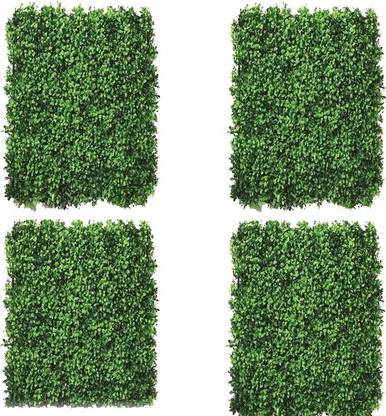 RamG Artificial Grass Wall Panels Wall Grass Mat (Pack of 4, 40x60 cm) Green Wild Flower Artificial Flower