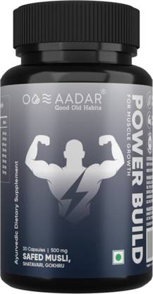AADAR POWER BUILD | Ayurvedic Muscle Gain Capsules | Helps in Muscle Recovery and Improves Performance | 30 Capsules