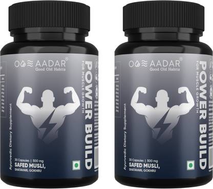 AADAR POWER BUILD | Ayurvedic Muscle Gain Capsules 30 Capsules (Pack of 2)