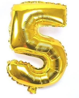 ShopTalk Solid 5 Number foil balloon ( 16 inch ) Balloon