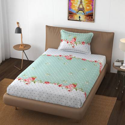 Apala 250 TC Polycotton Single Floral Flat Bedsheet