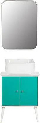 RADON Corona 24 Inch Bath Vanity Cabinet in Emerald Green with Basin & Mirror in PVC Plastic Wall Mount Cabinet