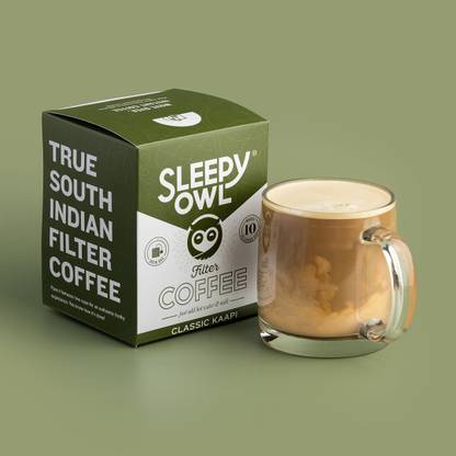 Sleepy Owl Filter Coffee | True South Indian Filter Kaapi at Home - No Equipment Required | Just Add Hot Water & Milk | Makes 10 Cups | Real Coffee, No Preservatives Roast & Ground Coffee