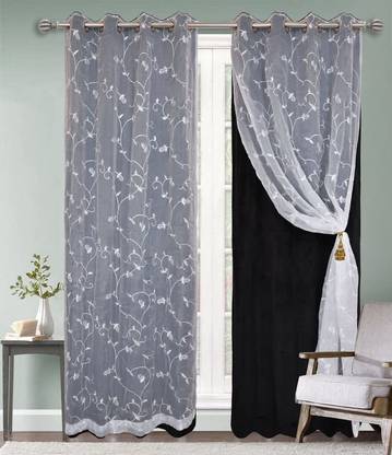 Dashing Fabrics 152.4 cm (5 ft) Velvet Blackout Window Curtain (Pack Of 2)