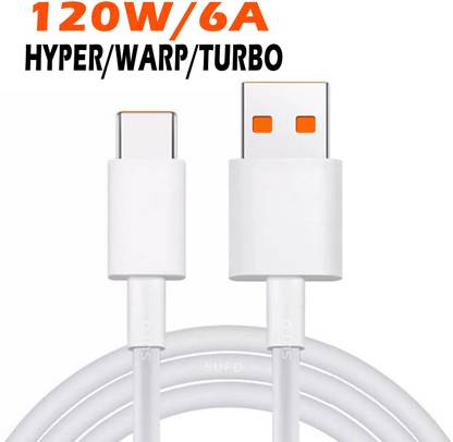 SUFO USB Type C Cable 6 A 1.02 m 120W/6A SUPER FAST CHARGING CABLE FOR HYPER/ TURBO/ SUPER VOOC/ SUPER DART/ WARP