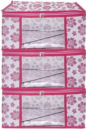 SIDDHI VINAYAK 1 3 Piece Non Woven Saree Cover Set, Pink 3 Piece Non Woven Saree Cover Set, Pink