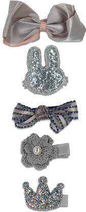 Pia Creations Grey Baby Girls Bows Hair Clips Baby Hair Accessories (Pack of 6)styla-1 Hair Clip