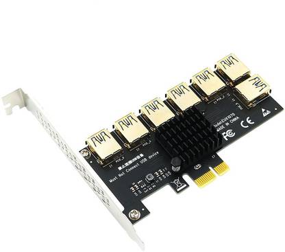 Tobo PCIE 1 To 7 PCI Express USB 3.0 PCI-E 1x To 7 Extender Port Riser Adapter 3 inch Riser Card 1x to 16x Multiplier Hub AdapterUSB3.0 to PCI-e X1