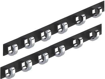 Alligator Black & Silver C 6 Pin Metal Cloth Hooks Hanger Hanging Key,Cloth,Towel (2 Pcs) Hook Rail 6