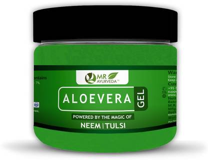 MR Ayurveda 99% Pure Aloe Vera Gel with Neem & Tulsi | For Face | Hair Care | Glowing Skin