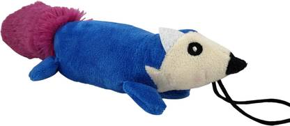 PetBlush Blue Squirrel Plush Cotton Squeaky Toy For Squirrel