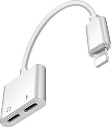 Gadget Zone White Dual Lighting to Headphone Jack Cable Adapter Splitter 03 Phone Converter