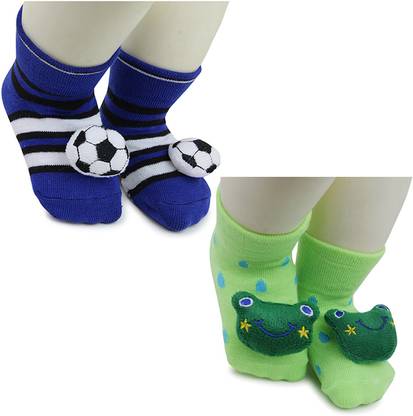 Neska Moda 3 To 12 Months Baby Set Of 2 Pair Cotton Anti Slip Face Ankle Socks/ Booties