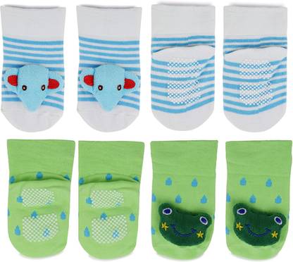 Baby Bloom 3 To 12 Months Baby Set Of 2 Pair Cotton Anti Slip Face Ankle Socks/ Booties