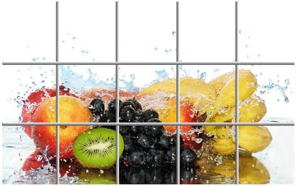 PRIME HOME DECOR 80 cm black grapes decorative kitchen sticker (Multicolor PVC Vinyl 50x80) Self Adhesive Sticker