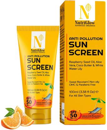Nutriglow Advanced Organics Sunscreen - SPF 50 PA+++ Anti pollution SunScreen - UVA & UVB Protection - SPF 50 PA+++