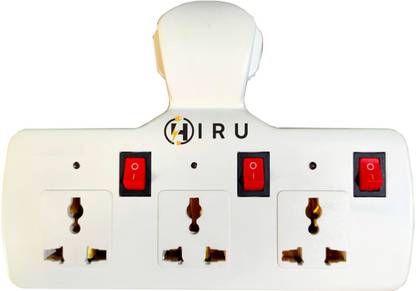 Hiru 3+3 Multi Plug Fuse Switch with Individual Switches 3  Socket Extension Boards
