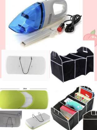 SHREE JALIYAN TRADE PORTABLE VACUUM CLEANER, TISSUE PAPER BOX, Foldable Trunk Storage Organizer, Combo