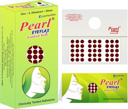 PEARL EYEFLAX Velvet Kumkum Bindi Dark Maroon Round Box with 15 Flaps Self Adhesive for Women Ladies Girls (Size 4 Diameter 8mm) Forehead Maroon Bindis